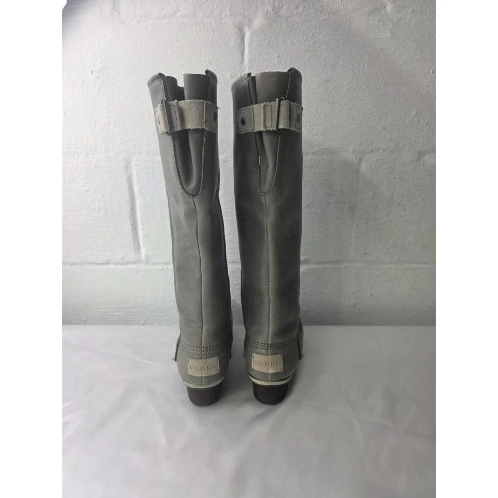 Sorel Women's 6 Gray Slimpack‎ Tall Equestrian Riding Rain Duck Boot Brown